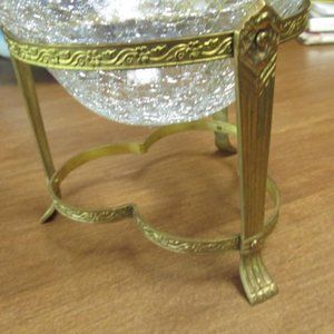 Figural Brass Feet Brass Decor Crackle Glass bowl Wedding Centerpiece Bridal